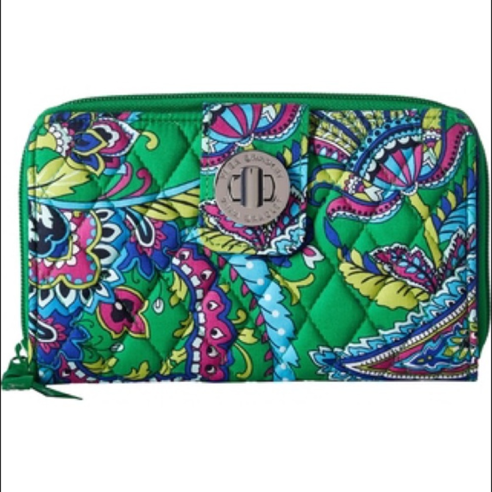 NWT Vera Bradley turn lock wallet emerald paisley